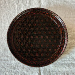 井上らんたい漆器☆お盆　丸盆　トレイ　艶あり　黒　真竹　福岡　久留米 井上らんたい漆器☆お盆 丸盆 トレイ 艶あり 黒 真竹 福岡 久留米